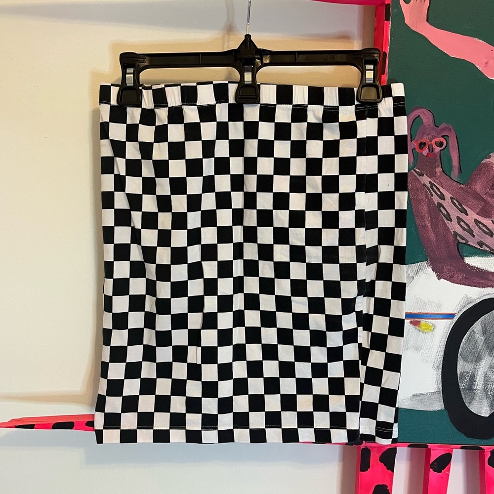 Checkered Bodycon Mini Skirt